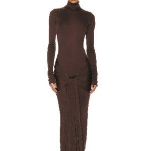 SOLD OUT HELSA   Slinky Jersey Sarong Maxi Dress In Chocolate Brown